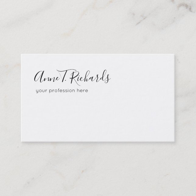 elegant handwritten name on white business card (Front)