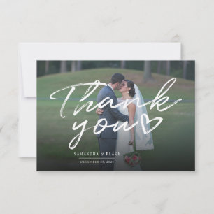 Elegant Handwritten Photo Wedding Thank You Card