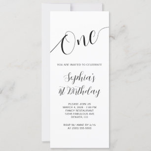 Elegant Handwritten Script 1st Birthday Invitation