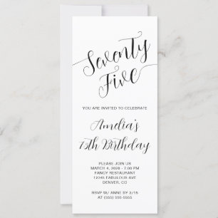 Elegant Handwritten Script 75th Birthday Invitation