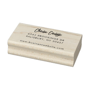 Elegant Handwritten Script Address and Website Rubber Stamp