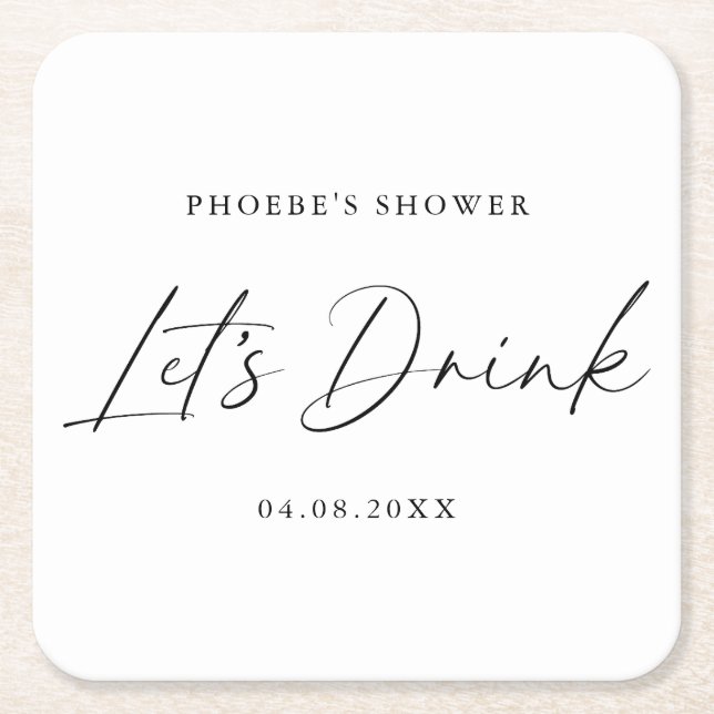 Elegant Handwritten Script Bridal Shower Coaster (Front)
