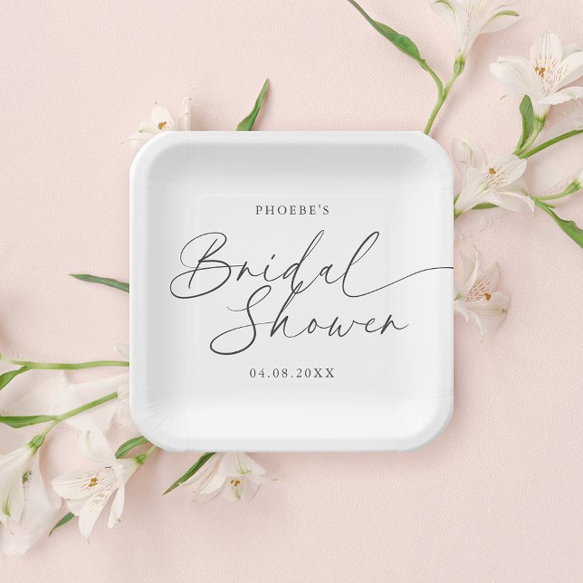 Elegant Handwritten Script Bridal Shower Paper Plate (Creator Uploaded)