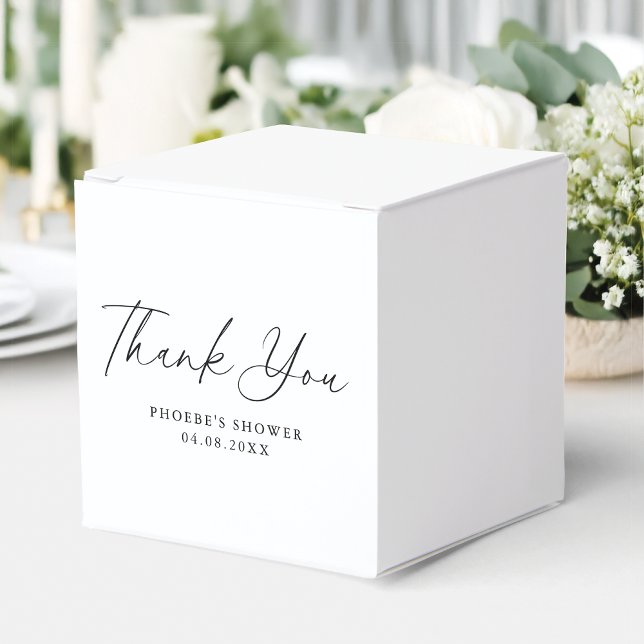 Elegant Handwritten Script Bridal Shower Square Favor Box (Creator Uploaded)