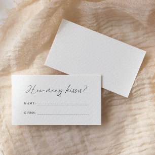 Elegant Handwritten Script How Many Kisses Game Enclosure Card