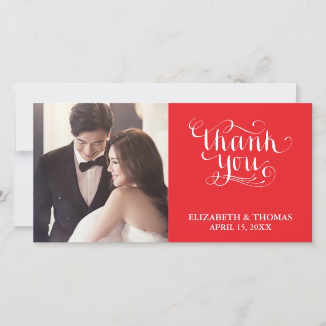 ELEGANT HANDWRITTEN SCRIPT PHOTO THANK YOU CARD (Front)
