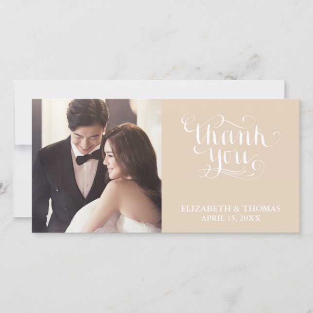 ELEGANT HANDWRITTEN SCRIPT PHOTO THANK YOU CARD (Front)