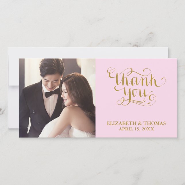 ELEGANT HANDWRITTEN SCRIPT PHOTO THANK YOU CARD (Front)