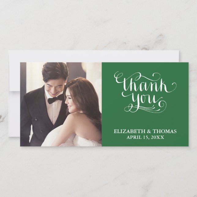ELEGANT HANDWRITTEN SCRIPT PHOTO THANK YOU CARD (Front)