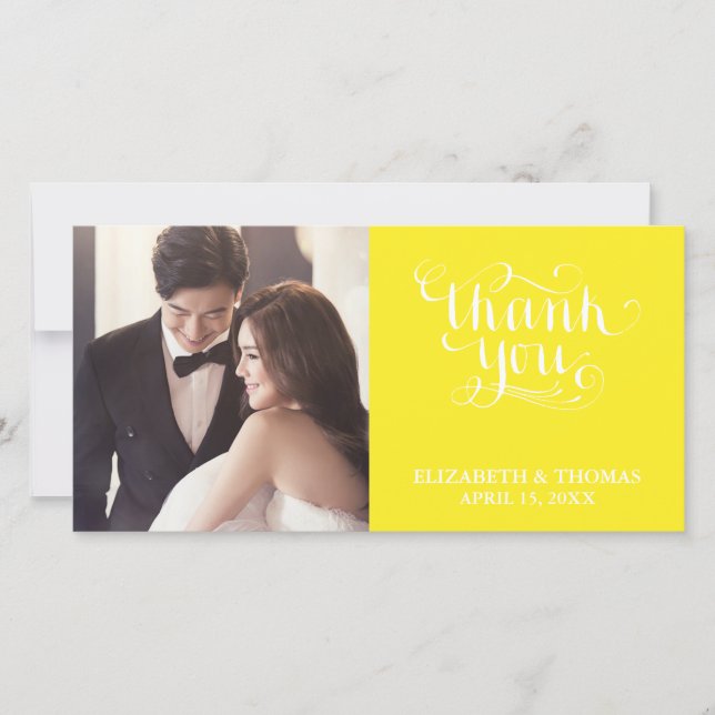 ELEGANT HANDWRITTEN SCRIPT PHOTO THANK YOU CARD (Front)