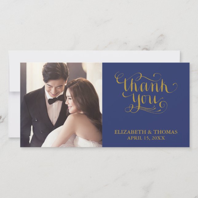 ELEGANT HANDWRITTEN SCRIPT PHOTO THANK YOU CARD (Front)