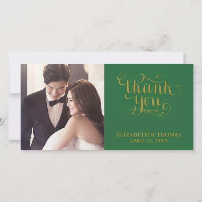 ELEGANT HANDWRITTEN SCRIPT PHOTO THANK YOU CARD (Front)
