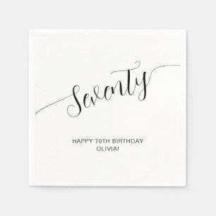 Elegant Handwritten Script Seventy 70th Birthday Napkin