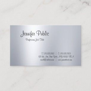 Elegant Handwritten Script Silver Look Minimalist Business Card