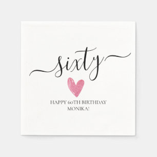 Elegant Handwritten Script Sixty 60th Birthday Napkin