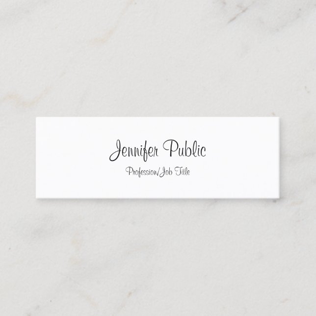 Elegant Handwritten Script Sleek Modern Chic Plain Mini Business Card (Front)