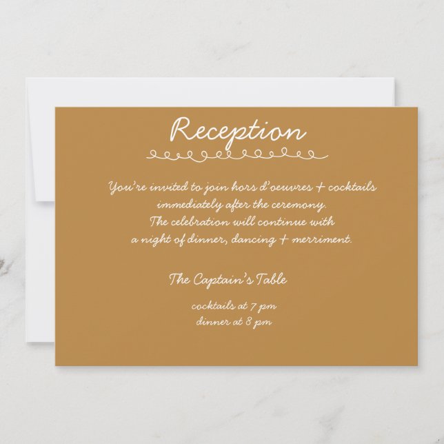 Elegant Handwritten Script Wedding Reception Card (Front)