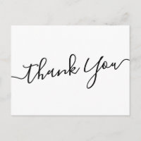Elegant handwritten script white thank you