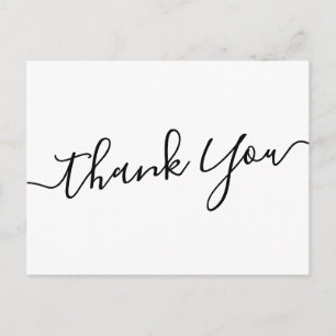 Elegant handwritten script white thank you postcard