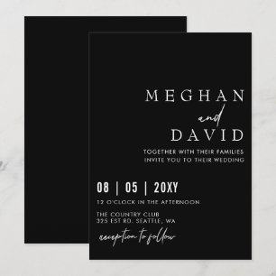 Elegant Handwritten Simple Black Wedding Invitation