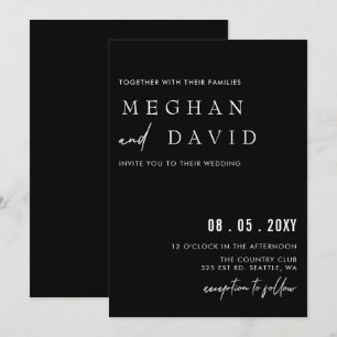 Elegant Handwritten Simple Black Wedding Invitation
