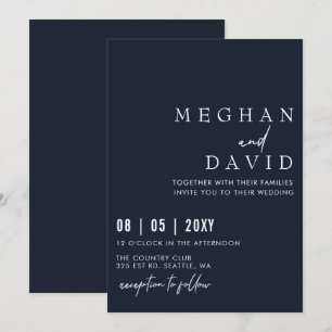 Elegant Handwritten Simple Navy Wedding  Invitation