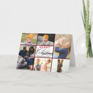 Elegant Handwritten Typography 6 Photo Collage Holiday Card
