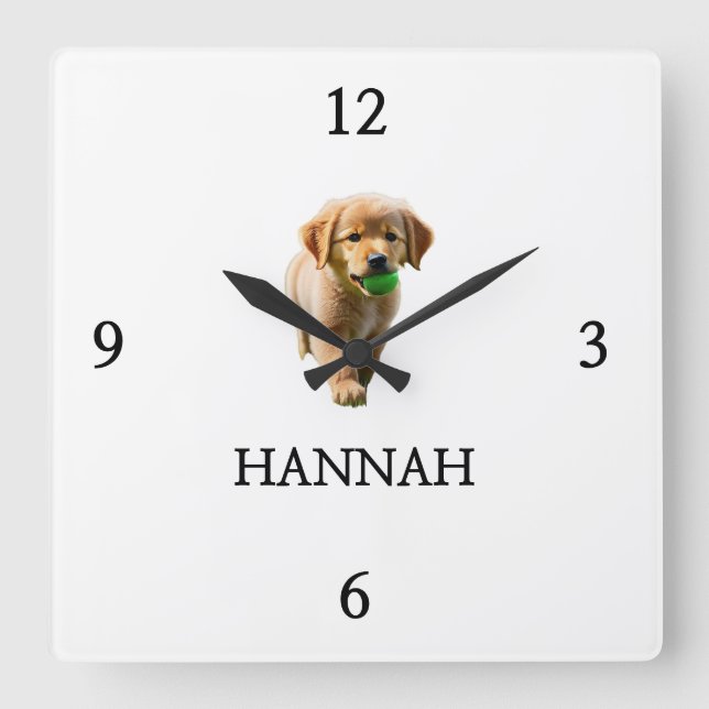 Elegant "HANNAH" Personalized Square Wall Clock (Front)