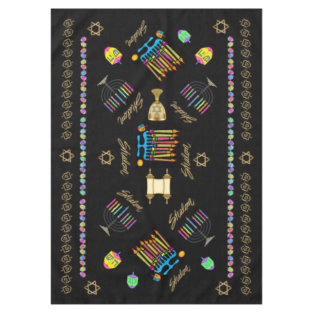 Elegant Hanukkah Chanukah Tablecover Tablecloth (Front)
