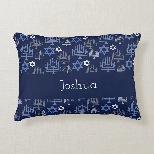 Elegant Hanukkah Holiday Pattern Accent Pillow (Front)