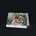 Elegant Hanukkah Joy Folded Photo Card<br><div class="desc">Elegant faux glitter purple script joy with sheer snowflakes modern Hanukkah folded photo card.</div>