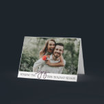Elegant Hanukkah Joy Folded Photo Card<br><div class="desc">Elegant faux glitter purple script joy with sheer snowflakes modern Hanukkah folded photo card.</div>
