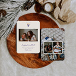 Elegant Hanukkah Menorah | Family Photos Holiday Card<br><div class="desc">Celebrate the Festival of Lights with this elegant double-sided Hanukkah photo card featuring a modern menorah design and customizable family photo layout. The front highlights your warm holiday greeting with space for a favourite picture, while the back offers room for three additional photos surrounded by festive Hanukkah details. Personalize with...</div>