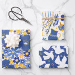 Elegant Hanukkah Pattern Yellow and Blue Gift Wrapping Paper Sheet<br><div class="desc">Elegant Hanukkah Pattern Yellow and Blue Gift Wrapping Paper Sheets</div>