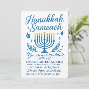 Elegant Hanukkah Sameach Dinner Invitation
