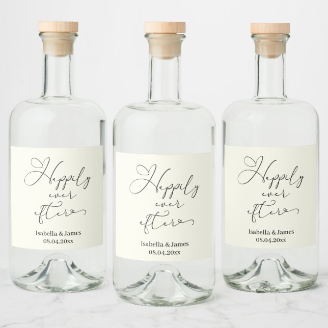 Elegant Happily Ever After Ivory Romantic Wedding  Liquor Bottle Label (Bottles)