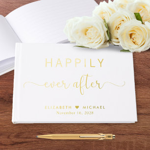 Elegant Happily Ever After Photo Wedding Guest Book