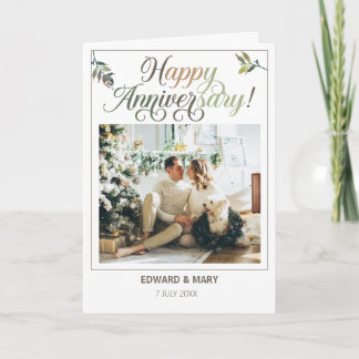 Elegant Happy Anniversary Personalized Photo Card