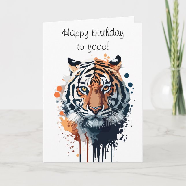 Elegant happy birthday card for son Tiger  (Front)