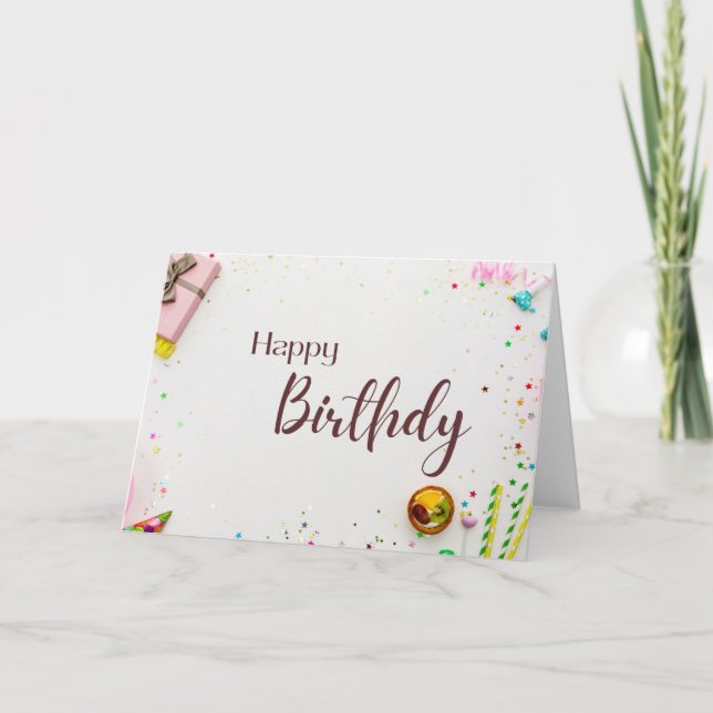Elegant Happy Birthday Card – Stylish Modern (Front)