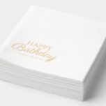 Elegant happy birthday | Custom Name & Date Foil Napkins<br><div class="desc">Celebrate in style with this elegant happy birthday design featuring gold lettering,  personalized with your name and date. Perfect for parties,  milestones,  and special occasions.</div>