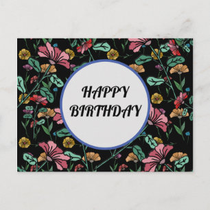 Elegant happy birthday floral postcard
