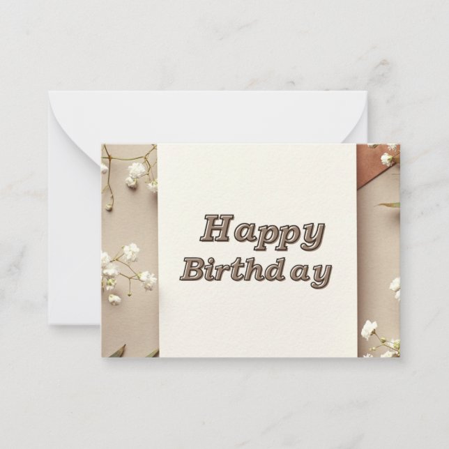 Elegant Happy Birthday Greeting Card (Front)