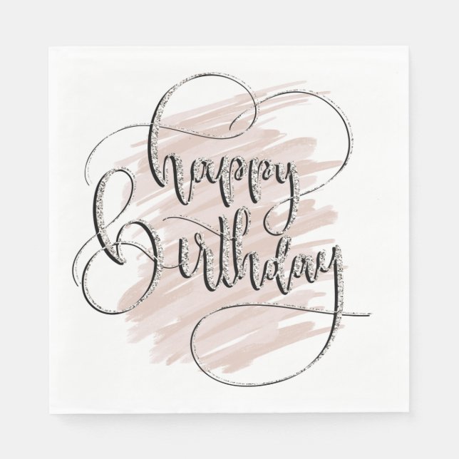 Elegant Happy Birthday Napkin (Front)