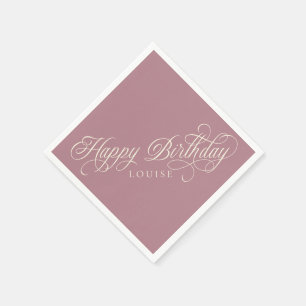 Elegant Happy Birthday script custom  Napkin