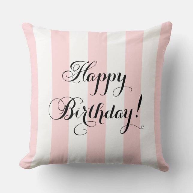 Elegant Happy Birthday Throw Pillow (Front)