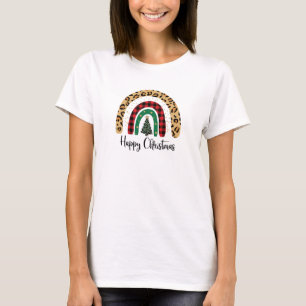 Elegant Happy Christmas Text Art Tree T-Shirt