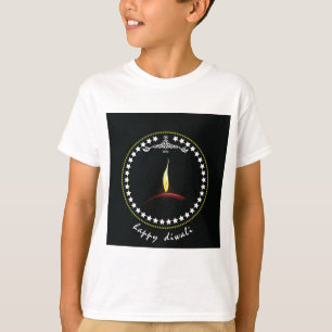 Elegant Happy Diwali Diya Flame Star Wreath T-Shirt