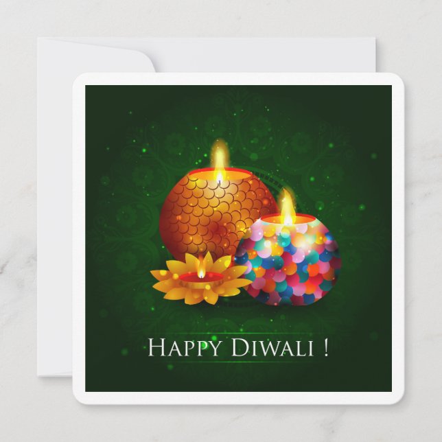 Elegant Happy Diwali Festival Greetings Card (Front)