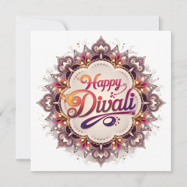 Elegant Happy Diwali Festival of Light Holiday Card (Front)